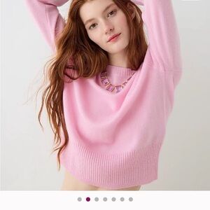 J. Crew Soft Pink Cashmere Crewneck Cropped Sweater M